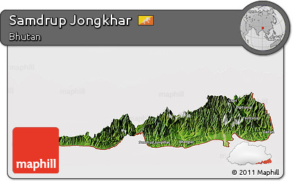 Satellite Panoramic Map of Samdrup Jongkhar, cropped outside