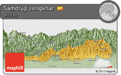 Savanna Style Panoramic Map of Samdrup Jongkhar