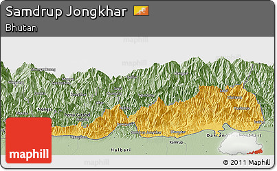 Savanna Style Panoramic Map of Samdrup Jongkhar