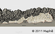 Shaded Relief Panoramic Map of Samdrup Jongkhar, darken