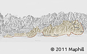 Shaded Relief Panoramic Map of Samdrup Jongkhar, lighten, desaturated