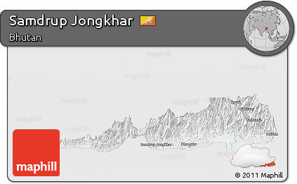 Silver Style Panoramic Map of Samdrup Jongkhar, single color outside