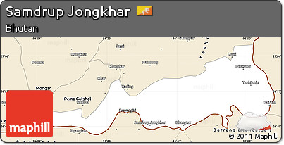 Classic Style Simple Map of Samdrup Jongkhar