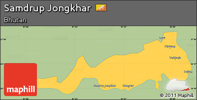 Savanna Style Simple Map of Samdrup Jongkhar, single color outside