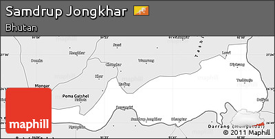 Silver Style Simple Map of Samdrup Jongkhar