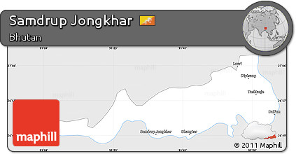 Silver Style Simple Map of Samdrup Jongkhar, single color outside