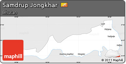 Silver Style Simple Map of Samdrup Jongkhar, single color outside