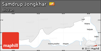Silver Style Simple Map of Samdrup Jongkhar, single color outside