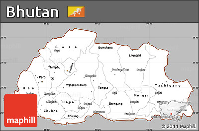 Gray Simple Map of Bhutan, single color outside