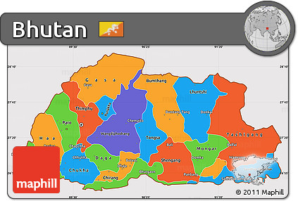 Political Simple Map of Bhutan, cropped outside