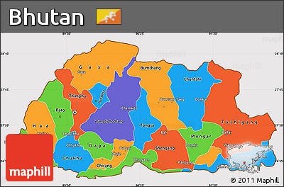 Political Simple Map of Bhutan, cropped outside
