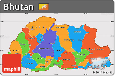 Political Simple Map of Bhutan, cropped outside