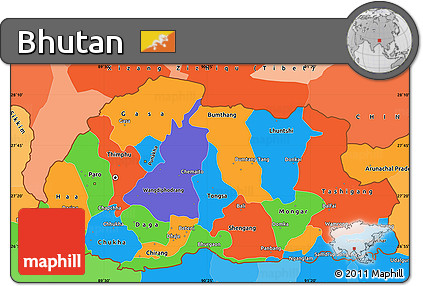 Political Simple Map of Bhutan