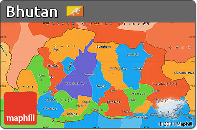 Political Simple Map of Bhutan