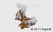 Physical 3D Map of Tashigang, cropped outside