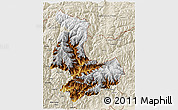 Physical 3D Map of Tashigang, shaded relief outside