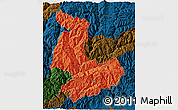 Political 3D Map of Tashigang, darken