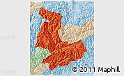 Political 3D Map of Tashigang, lighten