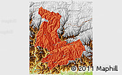 Political 3D Map of Tashigang, physical outside
