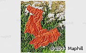 Political 3D Map of Tashigang, satellite outside