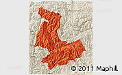 Political 3D Map of Tashigang, shaded relief outside