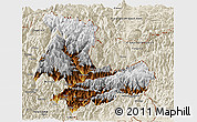 Physical Panoramic Map of Tashigang, shaded relief outside