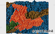 Political Panoramic Map of Tashigang, darken
