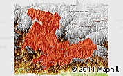 Political Panoramic Map of Tashigang, physical outside