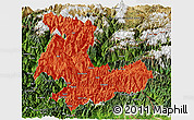 Political Panoramic Map of Tashigang, satellite outside