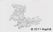 Silver Style Panoramic Map of Tashigang, single color outside