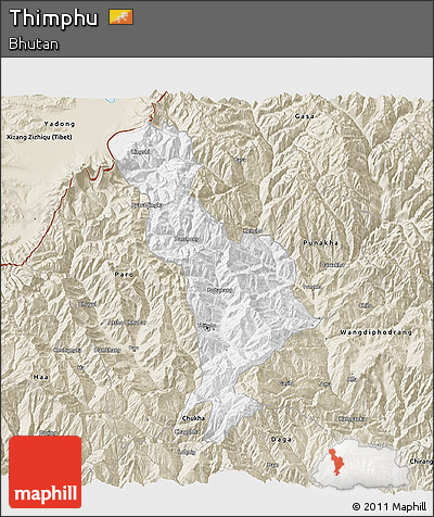Classic Style 3D Map of Thimphu