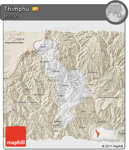 Classic Style 3D Map of Thimphu