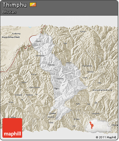 Classic Style 3D Map of Thimphu