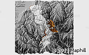 Physical 3D Map of Thimphu, darken, desaturated