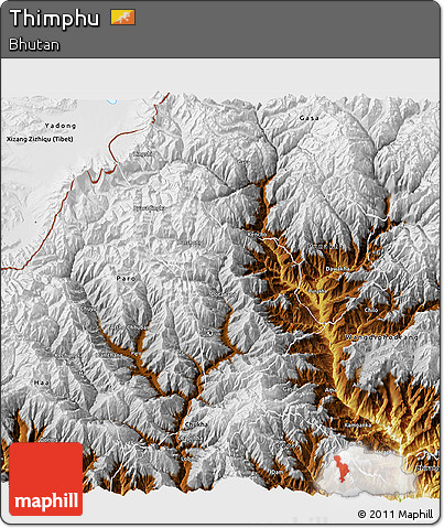Physical 3D Map of Thimphu
