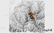 Physical 3D Map of Thimphu, lighten, desaturated