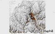 Physical 3D Map of Thimphu, lighten, semi-desaturated