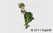 Satellite 3D Map of Thimphu, cropped outside