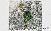 Satellite 3D Map of Thimphu, lighten, semi-desaturated
