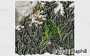 Satellite 3D Map of Thimphu, semi-desaturated