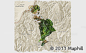 Satellite 3D Map of Thimphu, shaded relief outside