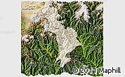 Shaded Relief 3D Map of Thimphu, satellite outside