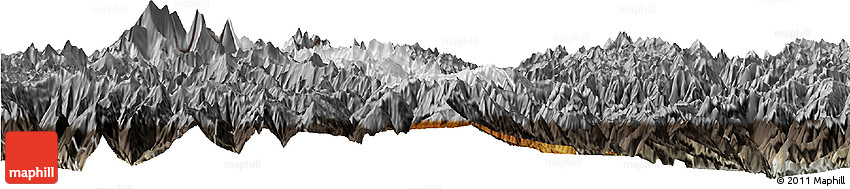 Physical Horizon Map of Thimphu, darken, semi-desaturated
