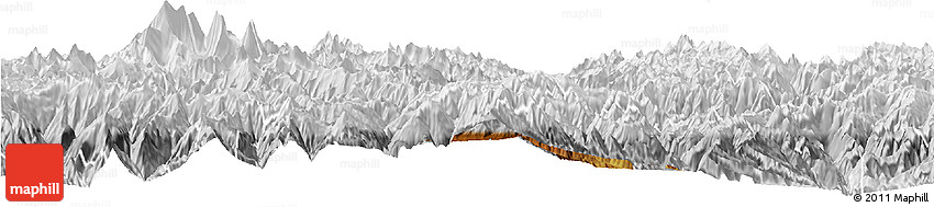Physical Horizon Map of Thimphu, lighten, desaturated