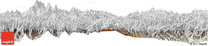 Physical Horizon Map of Thimphu, lighten, semi-desaturated