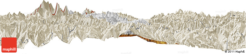 Physical Horizon Map of Thimphu, shaded relief outside