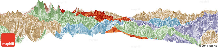 Political Horizon Map of Thimphu, lighten