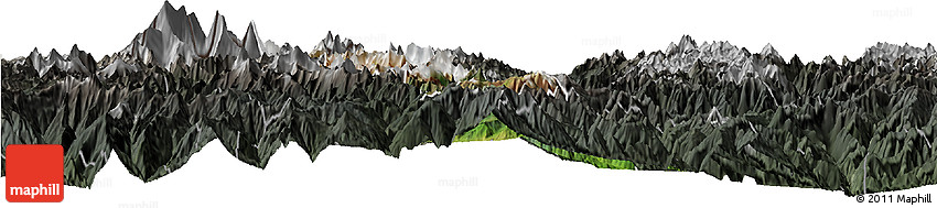 Satellite Horizon Map of Thimphu, darken, semi-desaturated