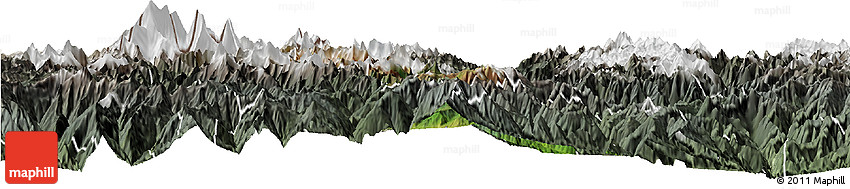 Satellite Horizon Map of Thimphu, semi-desaturated