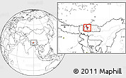 Blank Location Map of Thimphu, within the entire country